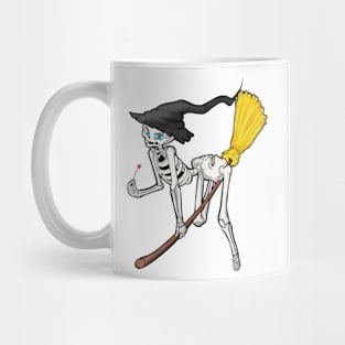 Skeleton witch on broom Mug